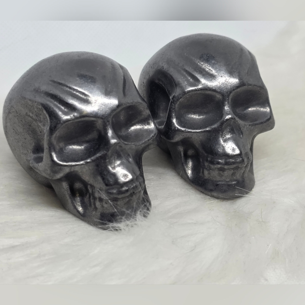 Shungite Skull Carving Black Crystal Skull EMF Protection